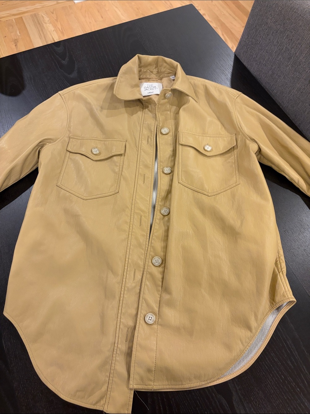 Wilfred Tan Leather Button-Up Shacket